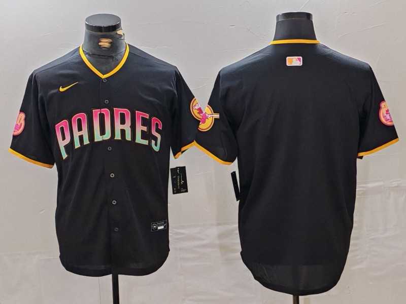 Men%27s San Diego Padres Blank Black Cool Base Stitched Baseball Jersey